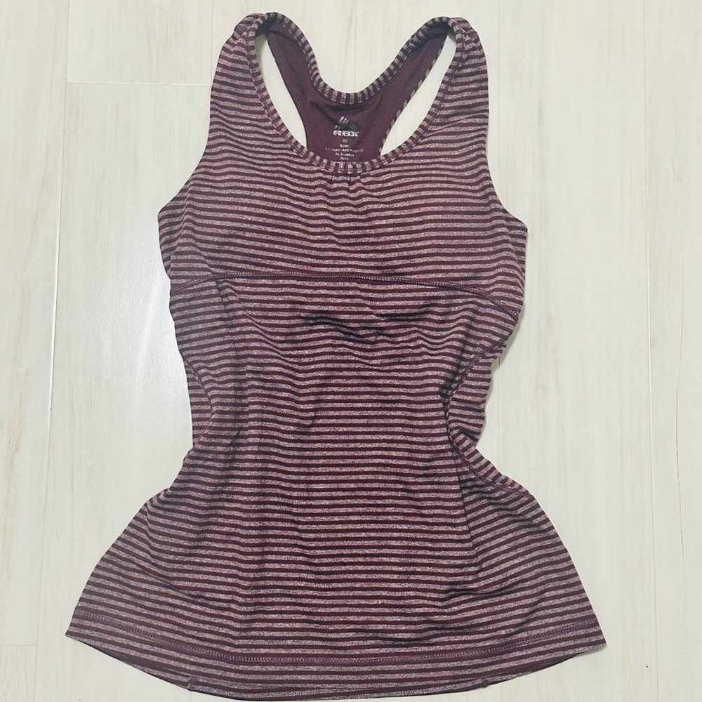 RBX Burgundy Striped Racerback Tank Top